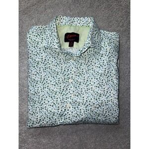EGARA-Wht/Blue/Green Floral Print, Mens XL Spread-SLIM.FIT Casual Shirt